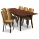 Adira XL Walnut Dining Set - 6 Evette Gold Velvet Chairs | KM Home Furniture and Mattress Store | TX | Best Furniture stores in Houston