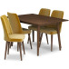 Adira Small Walnut Dining Set - 4 Evette Gold Velvet Chairs | KM Home Furniture and Mattress Store | TX | Best Furniture stores in Houston