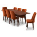 Adira XL Walnut Dining Set - 8 Evette Burnt Orange Velvet Chairs | KM Home Furniture and Mattress Store | TX | Best Furniture stores in Houston