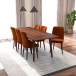 Adira XL Walnut Dining Set - 6 Evette Burnt Orange Velvet Chairs | KM Home Furniture and Mattress Store | TX | Best Furniture stores in Houston