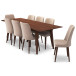 Adira XLarge Walnut Dining Set - 8 Evette Beige Velvet Chairs | KM Home Furniture and Mattress Store | TX | Best Furniture stores in Houston