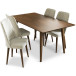 Adira Large Dining Set - 4 Evette Beige Velvet  Chairs | KM Home Furniture and Mattress Store | TX | Best Furniture stores in Houston