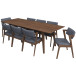 Adira XLarge Walnut Dining Set - 8 Ricco Dark Gray Chairs | KM Home Furniture and Mattress Store | TX | Best Furniture stores in Houston