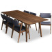 Adira XL Walnut Dining Set - 6 Ricco Dark Gray Chairs | KM Home Furniture and Mattress Store | TX | Best Furniture stores in Houston