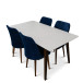 Alpine (Large White Top) Dining Set with 4 Evette Blue Dining Chairs | KM Home Furniture and Mattress Store | Houston TX | Best Furniture stores in Houston