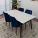 Alpine (Large White Top) Dining Set with 4 Evette Blue Dining Chairs | KM Home Furniture and Mattress Store | Houston TX | Best Furniture stores in Houston