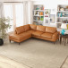 Mayfair Sectional Sofa - Tan Leather Left  Facing  | KM Home Furniture and Mattress Store | TX | Best Furniture stores in Houston