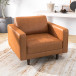 Tessa Leather Lounge Chair (Tan Leather) - KM Home Furniture and Mattress Store Houston Tx Mid Century Furniture Store - Lounge Chairs 1