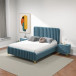 Angela Queen Size Sea Blue Velvet Platform Bed  | KM Home Furniture and Mattress Store | TX | Best Furniture stores in Houston
