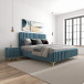 Angela King Size Sea Blue Velvet Platform Bed  - | KM Home Furniture and Mattress Store |TX | Best Furniture stores in Houston