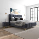 Angela King Size Grey Velvet Platform Bed  | KM Home Furniture and Mattress Store | Houston TX | Best Furniture stores in Houston