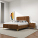 Angela Queen Size Cognac Velvet Platform Bed  | KM Home Furniture and Mattress Store | Houston TX | Best Furniture stores in Houston