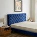 Ashley King Size Navy Blue Velvet Platform Bed  | KM Home Furniture and Mattress Store | TX | Best Furniture stores in Houston