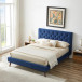 Ashley Queen Size Navy Blue Velvet Platform Bed | KM Home Furniture and Mattress Store | TX | Best Furniture stores in Houston