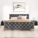 Beverly Platform Bed (King - Dark Grey Velvet) | KM Home Furniture and Mattress Store | Houston TX | Best Furniture stores in Houston