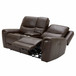 Leather Power Reclining Loveseat with Power Headrests BROWN