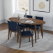 Dining set, Rixos Walnut Table with 4 Virginia Blue Fabric Chairs | KM Home Furniture and Mattress Store | Houston TX | Best Furniture stores in Houston