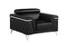 1140 - Top Grain Italian Leather Living Room Set - Black