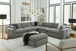 Denver Gray Sectional in Thick Linen