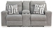 Biscoe - Pewter - Power Reclining Loveseat With Console /Adj Headrest