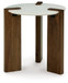 Isanti - White / Brown - Round End Table