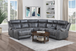 SET-9377GRY-6 Gabriel Reclining Sectional in Faux Leather RAF Homelegance