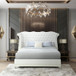 Luxor White Platform Bed in Velvet by Happy Homes