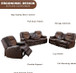 3 Piece Living Room Furniture Sets Modern Brown Leather Recliner