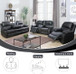 3 Piece Living Room Set Black Leather Recliner Sofa Set