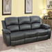 3 Piece Living Room Set Black Leather Recliner Sofa Set