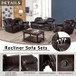 3 Piece Manual Leather Recliner Sofa Set