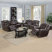 3 Piece Brown Leather Recliner Sofa Set