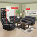 3 Piece Black Luxury Recliner Sofa Living Room Set