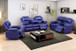 3 Piece Blue Living Room Furniture Sofa Set