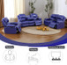 3 Piece Blue Living Room Furniture Sofa Set