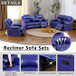 3 Piece Blue Living Room Furniture Sofa Set