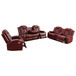 3 Piece Red Living Room Recliner Sofa Set