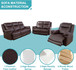 3 Piece Brown Recliner Sofa Living Room Set