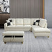 L-Shape Sofa Faux Leather Couch with Chaise in White