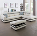 LAF L Shaped Leather Sectional Sofa Set in White F09514B