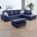 RAF L Shaped Faux Leather Sectional Couch in Blue F09529B