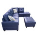 RAF L Shaped Faux Leather Sectional Couch in Blue F09529B