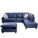 RAF L Shaped Faux Leather Sectional Couch in Blue F09529B