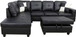 L-Shape Couch with Storage Ottoman in Black