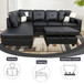 L-Shape Couch with Storage Ottoman in Black