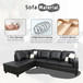 L-Shape Couch with Storage Ottoman in Black