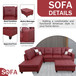 L Shaped Faux Leather Sectional Couch in Red
