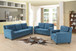 3 Piece Living Room Sofa Couch Set in Blue