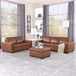 Top Leather Living Room Sofa Set in Brown F3210 by G Furniture