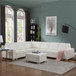 L Shaped 6-Piece Leather Sectional in White F3211